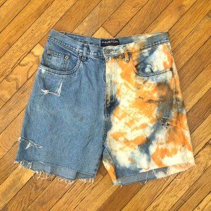 Halston 90s Orange Crush High-Waist Bleach Cutoffs